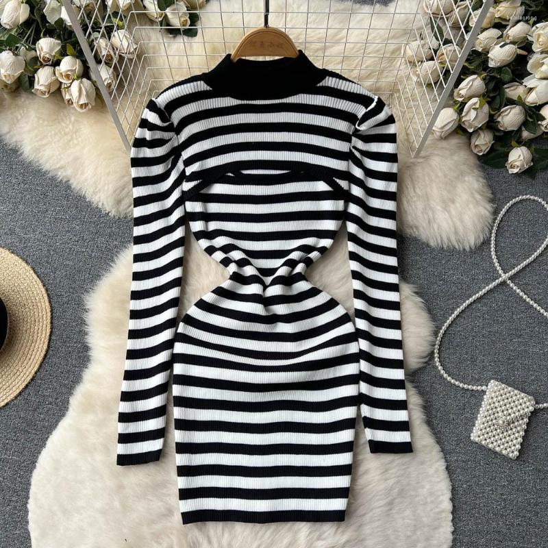 Casual Dresses Fake Two Pieces Long Puff Sleeve Striped Knitted Dress For Women 2023 Spring Autumn Sexy Hollow Out Slim Sweaters, Black
Casual Dresses Fake Two Pieces Long Puff Sleeve Striped Knitted Dress For Women 2023 Spring Autumn Sexy Hollow Out Slim Sweaters, Black