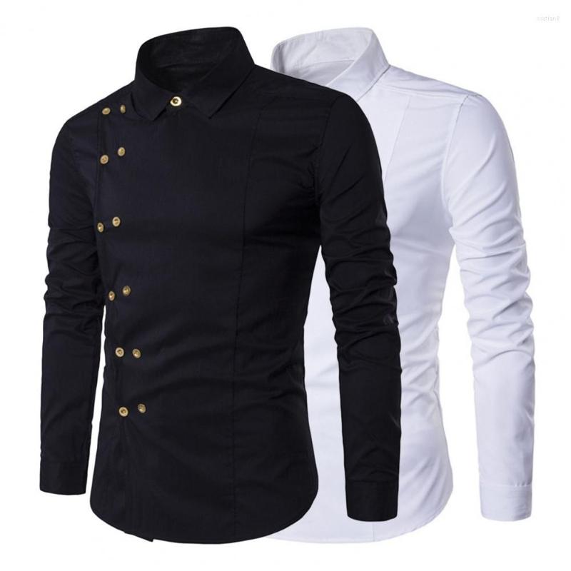Men's Casual Shirts Spring Men Personality Oblique Button Irregular Double Breasted Long Sleeve Camisa Masculina Male Slim Fit Shirt, Navy blue
Men's Casual Shirts Spring Men Personality Oblique Button Irregular Double Breasted Long Sleeve Camisa Masculina Male Slim Fit Shirt, Navy blue