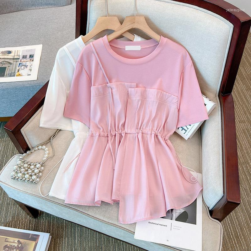 Women's T Shirts Pink Casual 4XL Women Tees Tops 2023 Summer Fashion Patchwork Short Sleeve T-shirt Waist Banding Korean Chic Tshirts
Women's T Shirts Pink Casual 4XL Women Tees Tops 2023 Summer Fashion Patchwork Short Sleeve T-shirt Waist Banding Korean Chic Tshirts