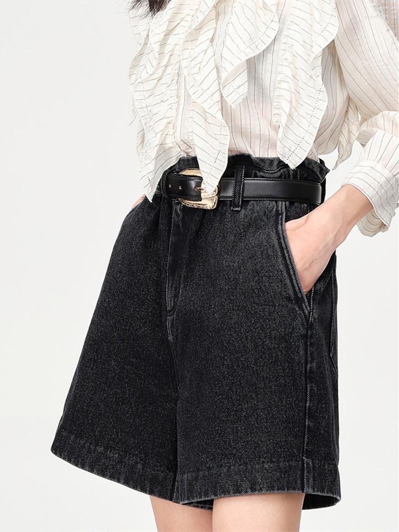 Women' Shorts Women Bud Shaped Denim Elastic Waist Solid Color Simple Summer 2023 Female Wide Leg With Pockets, Black
Women' Shorts Women Bud Shaped Denim Elastic Waist Solid Color Simple Summer 2023 Female Wide Leg With Pockets, Black