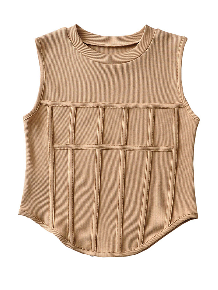 Women's Tanks Camis Women Green Brief Irregular Hem Tank Tops O-collar Sleeveless Personality Fashion Spring Summer 1DE7812 230509