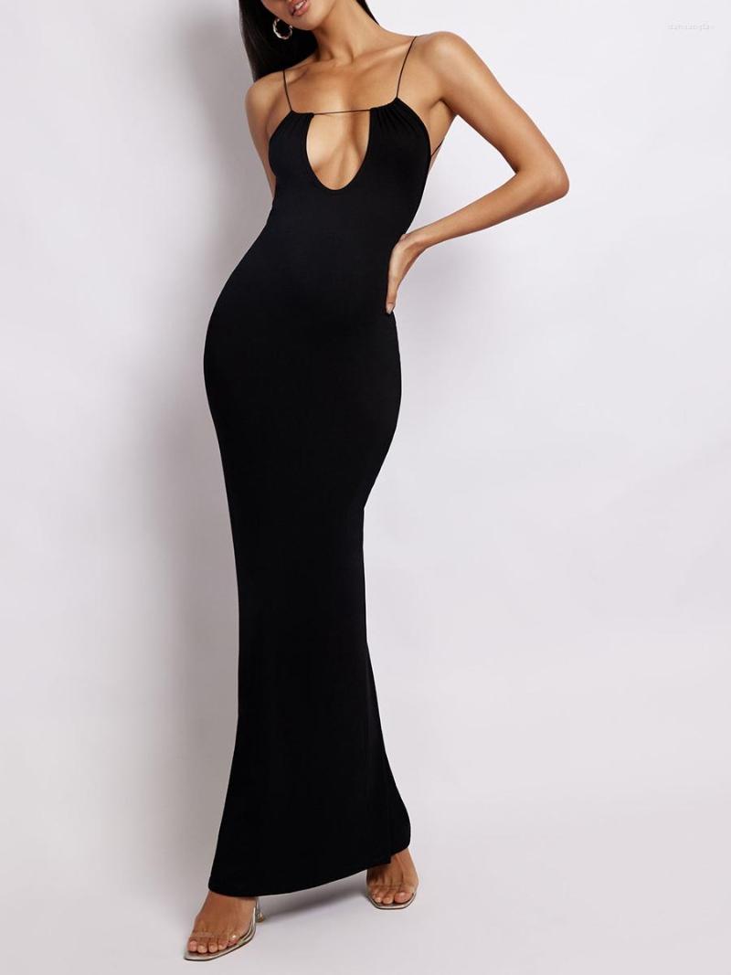 Casual Dresses Women Sling Dress Spaghetti Straps Backless Hollowe Out Solid Color Summer Long For Cocktail Party
Casual Dresses Women Sling Dress Spaghetti Straps Backless Hollowe Out Solid Color Summer Long For Cocktail Party