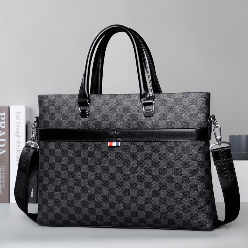 Briefcase men's plaid men's bag handbag business simple casual shoulder bag cross-body bag, Black
Briefcase men's plaid men's bag handbag business simple casual shoulder bag cross-body bag, Black