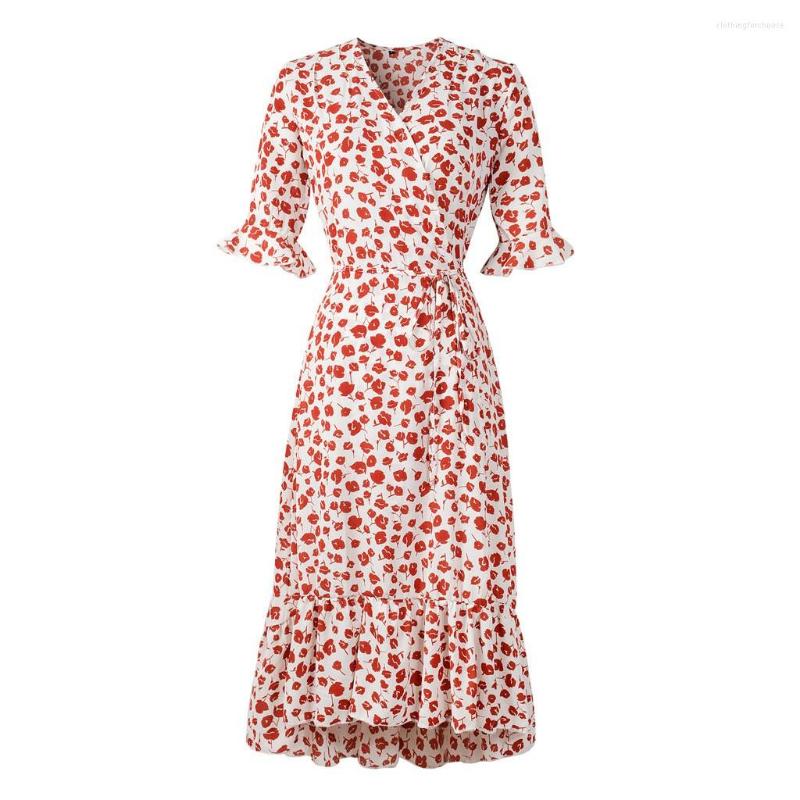 Casual Dresses Summer Elegant V-neck Floral Printed Midi Dress For Women 2023 Slim High Wasit Flare Sleeve Holiday Long Maxi Vestidos, Red
Casual Dresses Summer Elegant V-neck Floral Printed Midi Dress For Women 2023 Slim High Wasit Flare Sleeve Holiday Long Maxi Vestidos, Red