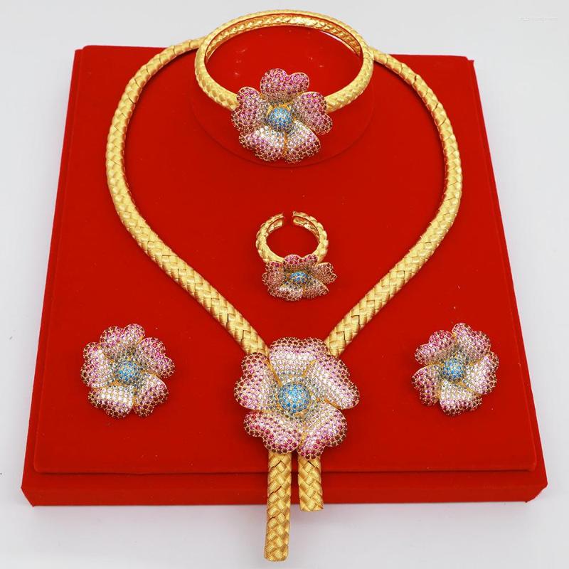 Necklace Earrings Set Cubic Zircon 4pcs Flowers Bangle Ring Luxury Gorgeous For Women Wedding Party, Picture shown
Necklace Earrings Set Cubic Zircon 4pcs Flowers Bangle Ring Luxury Gorgeous For Women Wedding Party, Picture shown