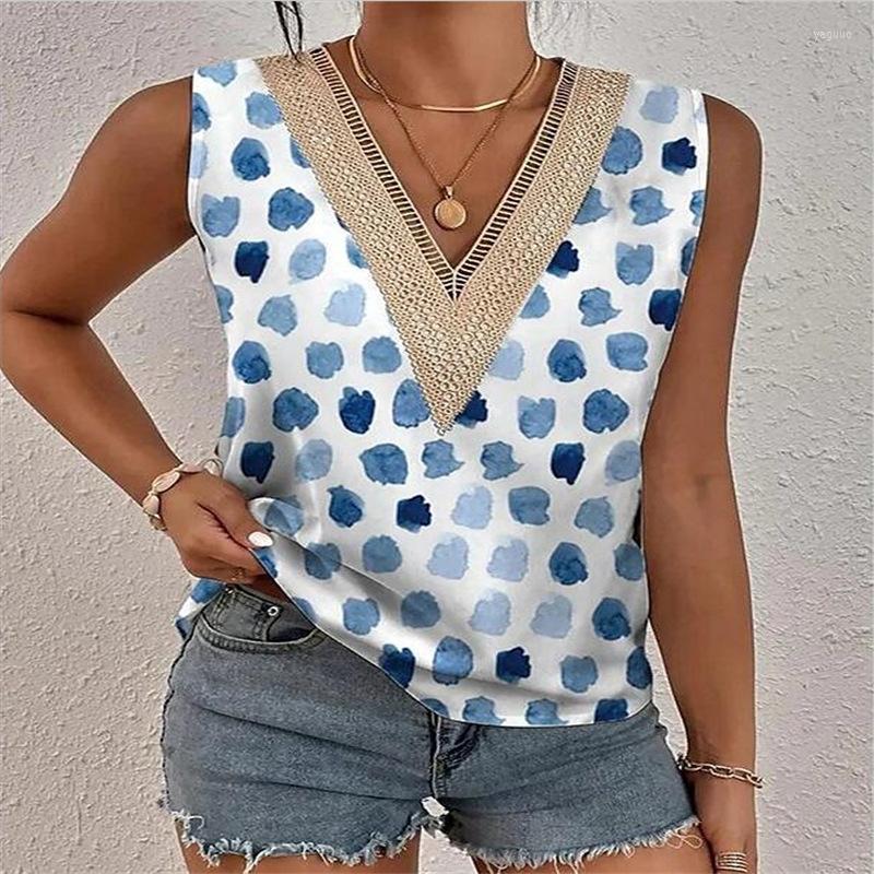 Women' Blouses Sleeveless Lace V-Neck Blouse Woman Tops 2023 Fashion Summer Casual Floral Print Shirt Loose Clothes Blusa Mujer 26136, Picture 1
Women' Blouses Sleeveless Lace V-Neck Blouse Woman Tops 2023 Fashion Summer Casual Floral Print Shirt Loose Clothes Blusa Mujer 26136, Picture 1