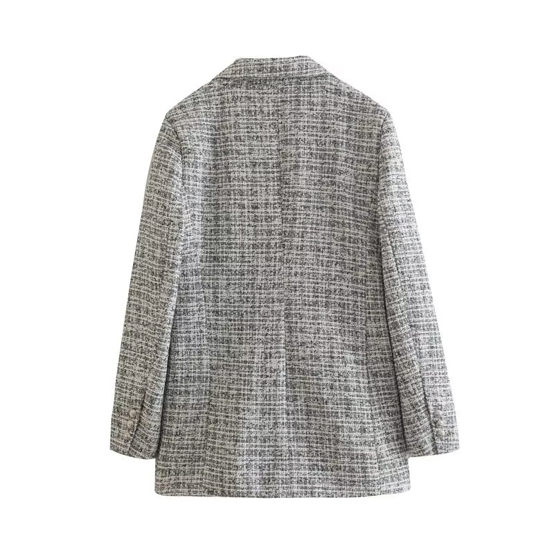 Womens turn down collar wool coat solid color double breasted medium long tweed casacos XSSML