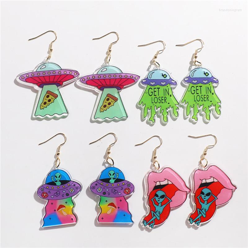 Hoop Earrings Creative Acrylic Spaceship Pendant For Women Girl Designer Party Jewelry Accessories Gift Skeleton Alien Charm Ear Hook
Hoop Earrings Creative Acrylic Spaceship Pendant For Women Girl Designer Party Jewelry Accessories Gift Skeleton Alien Charm Ear Hook