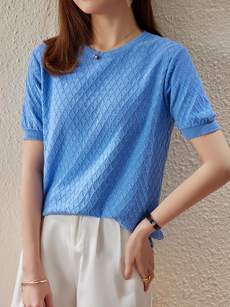 Women's T Shirts Solid Knitted Shirt Women Short Sleeve Plaid Tee 2023 Summer Womens Tops Tshirt Woman Clothes Camisetas Mujer, Green
Women's T Shirts Solid Knitted Shirt Women Short Sleeve Plaid Tee 2023 Summer Womens Tops Tshirt Woman Clothes Camisetas Mujer, Green