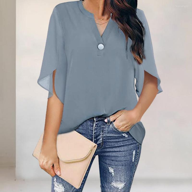 Women's Blouses Women Summer T-shirt Mid Length Top V-neck Irregular Cuffs Lady Blouse Female Clothes, Grey
Women's Blouses Women Summer T-shirt Mid Length Top V-neck Irregular Cuffs Lady Blouse Female Clothes, Grey