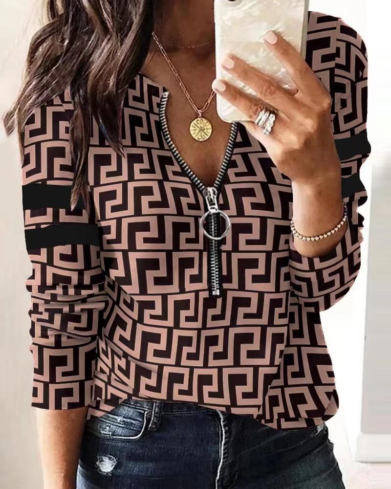 T-Shirt 2022 Autumn New Women's Tops Fashion Printing Zipper Longsleeved Casual Temperament Commuter Elegant Women's Tops
T-Shirt 2022 Autumn New Women's Tops Fashion Printing Zipper Longsleeved Casual Temperament Commuter Elegant Women's Tops