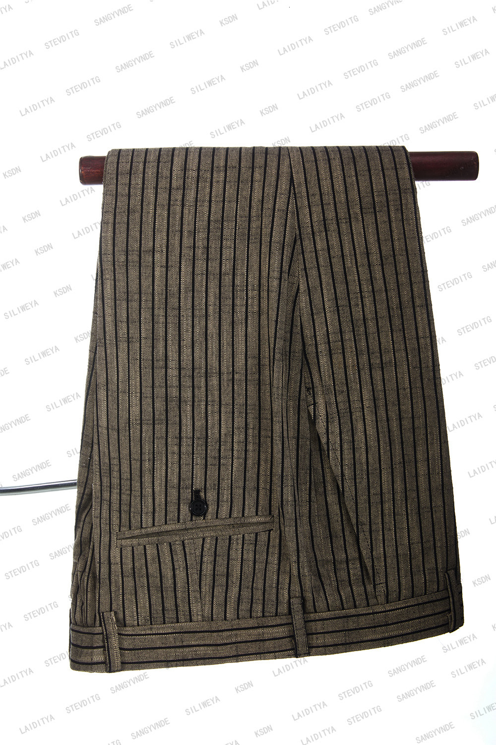 Men's Suits Blazers Men Suit Tuxedo Summer Slim Fit Groom Light Brown Linen Black Stripe Wedding Custom Terno Masuclino 2 Pcs SetJacketPants 2305