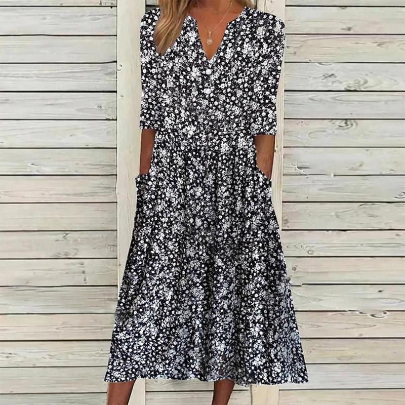 Casual Dresses For Women Elegant Summer Stripe V Neck Short Sleeves Pocket Long Dress Holiday Floral Sundress Midi, Black
Casual Dresses For Women Elegant Summer Stripe V Neck Short Sleeves Pocket Long Dress Holiday Floral Sundress Midi, Black