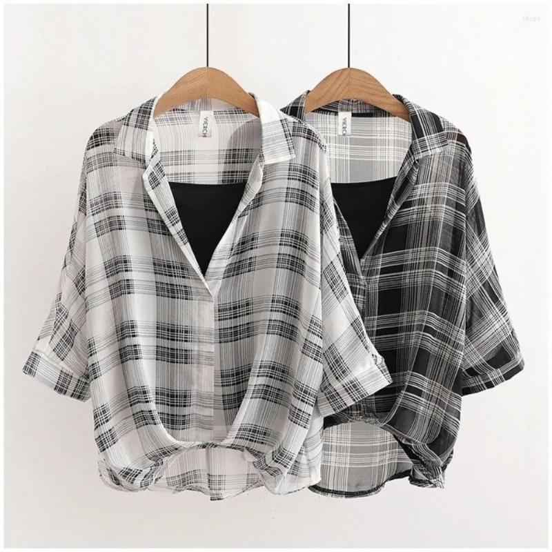 Women's Blouses Plaid Sunscreen Women's T-Shirt Long Sleeve Loose Casual Black Summer Clothing Design 2023
Women's Blouses Plaid Sunscreen Women's T-Shirt Long Sleeve Loose Casual Black Summer Clothing Design 2023