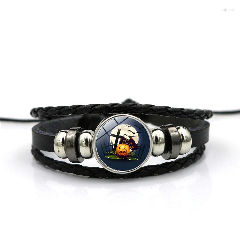 Charm Bracelets Women Men Halloween Series Bracelet Fashion Black Leather Handmade Glass Dome Pumpkin Pattern Bangle Jewelry
Charm Bracelets Women Men Halloween Series Bracelet Fashion Black Leather Handmade Glass Dome Pumpkin Pattern Bangle Jewelry