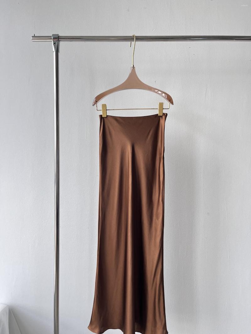 Skirts Silk Floor-length Half Skirt For Spring And Summer, Khaki