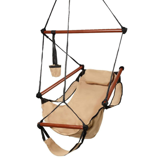 Blue Red Brown Green Outdoor Hanging Hammock Rope Chair Porch Swing Seat Camping Patio w Carrying Bag