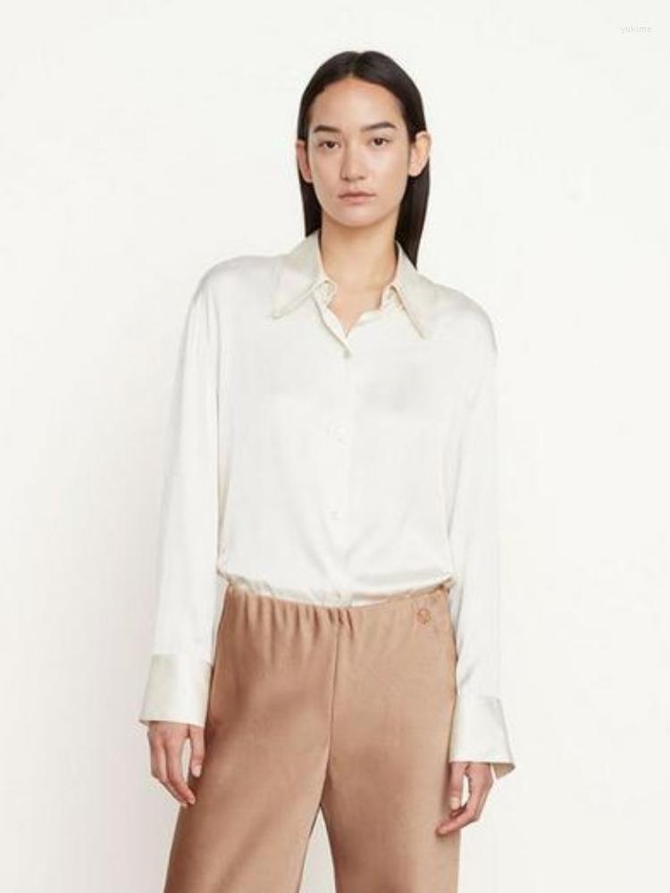 Women's Blouses 2023 Spring And Summer Women Solid Color Silk Long-sleeved Shirt, Ivory
Women's Blouses 2023 Spring And Summer Women Solid Color Silk Long-sleeved Shirt, Ivory