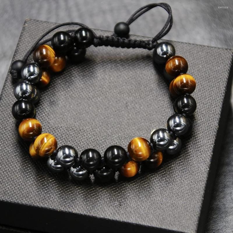 Link Bracelets Treatment Crystal Tiger Eye Black Obsidian Bracelet Hematite 8 Mm Stone Beads Good Luck Triple Protection Jewelry For Women
Link Bracelets Treatment Crystal Tiger Eye Black Obsidian Bracelet Hematite 8 Mm Stone Beads Good Luck Triple Protection Jewelry For Women