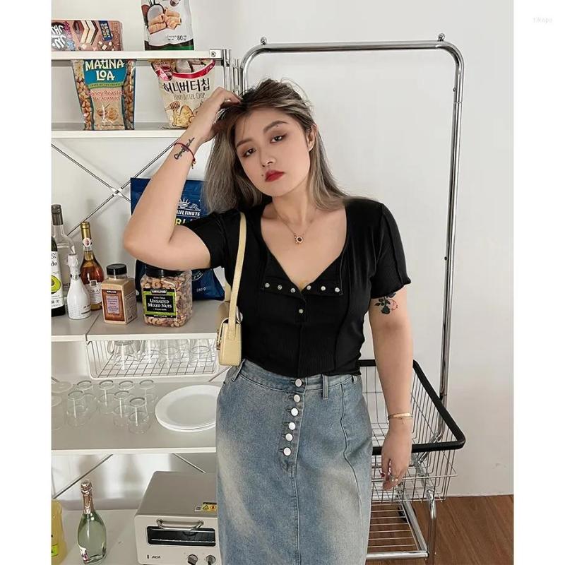 Women's T Shirts Fat Girl Crop Top Sexy Button Neck Asymmetrical Women's Summer Tee Shirt Short Sleeve Cotton Loose Casual 2023 Spice, Black
Women's T Shirts Fat Girl Crop Top Sexy Button Neck Asymmetrical Women's Summer Tee Shirt Short Sleeve Cotton Loose Casual 2023 Spice, Black