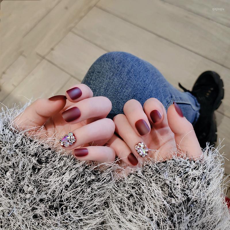 False Nails 3D Nail Art Tips With Glue Women Fashion Summer Ladies Wine Red Matte Fake Shining Rhinestone DIY 
False Nails 3D Nail Art Tips With Glue Women Fashion Summer Ladies Wine Red Matte Fake Shining Rhinestone DIY