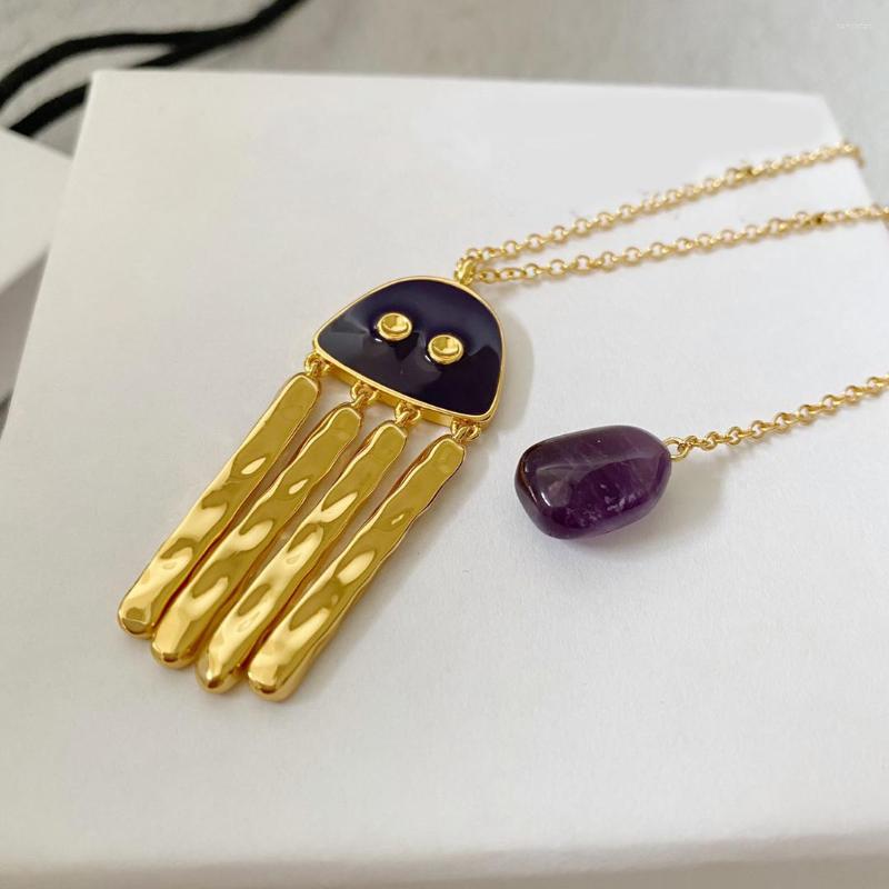 Pendant Necklaces Fashion Design Purple Gem Enamel Octopus Necklace For Women Top Quality Accessories Brand Jewelry Trendy
Pendant Necklaces Fashion Design Purple Gem Enamel Octopus Necklace For Women Top Quality Accessories Brand Jewelry Trendy