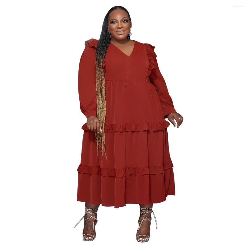 Ethnic Clothing African Clothes Women Maxi Dresses For Autumn Long Sleeve V-neck Polyester Solid Color Dress
Ethnic Clothing African Clothes Women Maxi Dresses For Autumn Long Sleeve V-neck Polyester Solid Color Dress