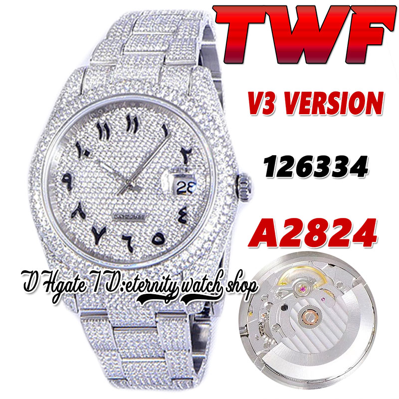 2022 TWF V3 126334 126234 A2824 Automatic Mens Watch 116244 Paved Diamonds Arabic Dial 904L Stainless Case Fully Iced Out Diamond Bracelet Eternity Jewelry Watches, Watch waterproof cost
2022 TWF V3 126334 126234 A2824 Automatic Mens Watch 116244 Paved Diamonds Arabic Dial 904L Stainless Case Fully Iced Out Diamond Bracelet Eternity Jewelry Watches, Watch waterproof cost