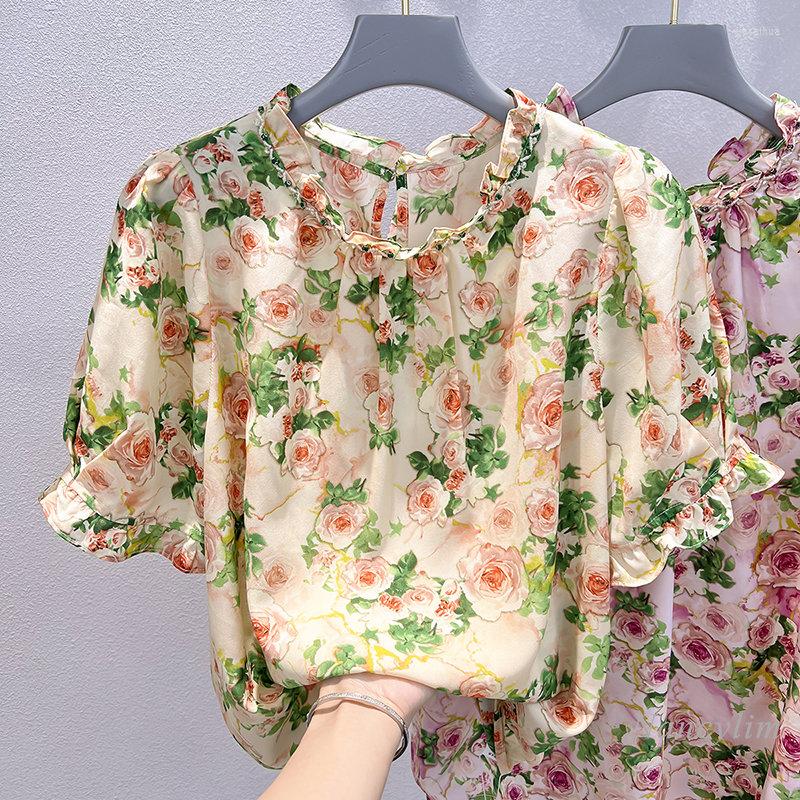 Women's Blouses 2023 Korean Elegant Slimming Stand Collar Beaded Three-Dimensional Flower Print Short-Sleeved Chiffon Shirt Summer Blouse, Pink
Women's Blouses 2023 Korean Elegant Slimming Stand Collar Beaded Three-Dimensional Flower Print Short-Sleeved Chiffon Shirt Summer Blouse, Pink