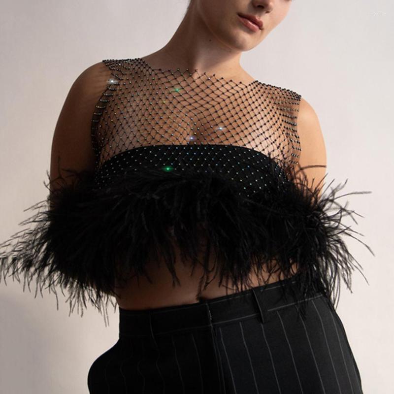 Women's Tanks TARUXY Fishnet Drill Crop Top Women Clothing Feather Splicing Babes Perspective Vest Sexy Party Hollow Sleeveless Tank Tops, Black
Women's Tanks TARUXY Fishnet Drill Crop Top Women Clothing Feather Splicing Babes Perspective Vest Sexy Party Hollow Sleeveless Tank Tops, Black