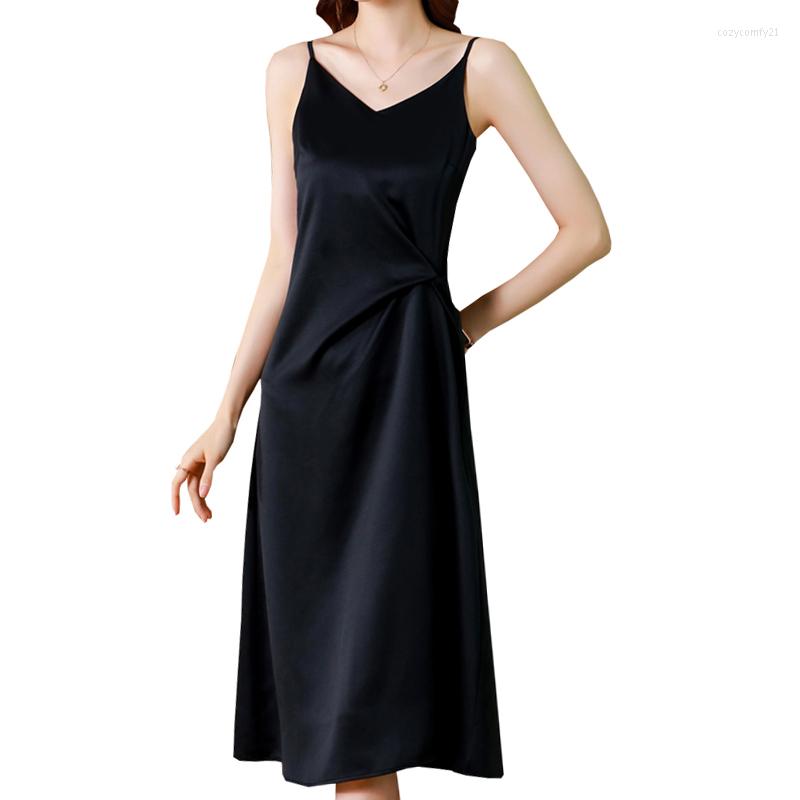 Casual Dresses Summer Fashion V-Neck Women Spaghetti Strap Long Ladies Elegant Sleeveless Slim Waist Female Satin Midi Dress 2023, Black
Casual Dresses Summer Fashion V-Neck Women Spaghetti Strap Long Ladies Elegant Sleeveless Slim Waist Female Satin Midi Dress 2023, Black
