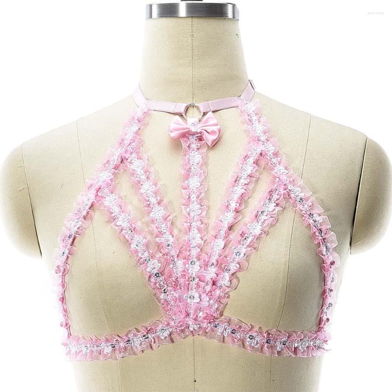 Garters Pink Bow Honeymoon Underwear Women Hollow Harness Body Cage Bra Adjustable Lace Elastic Sexy Lingerie, J-o0797
Garters Pink Bow Honeymoon Underwear Women Hollow Harness Body Cage Bra Adjustable Lace Elastic Sexy Lingerie, J-o0797
