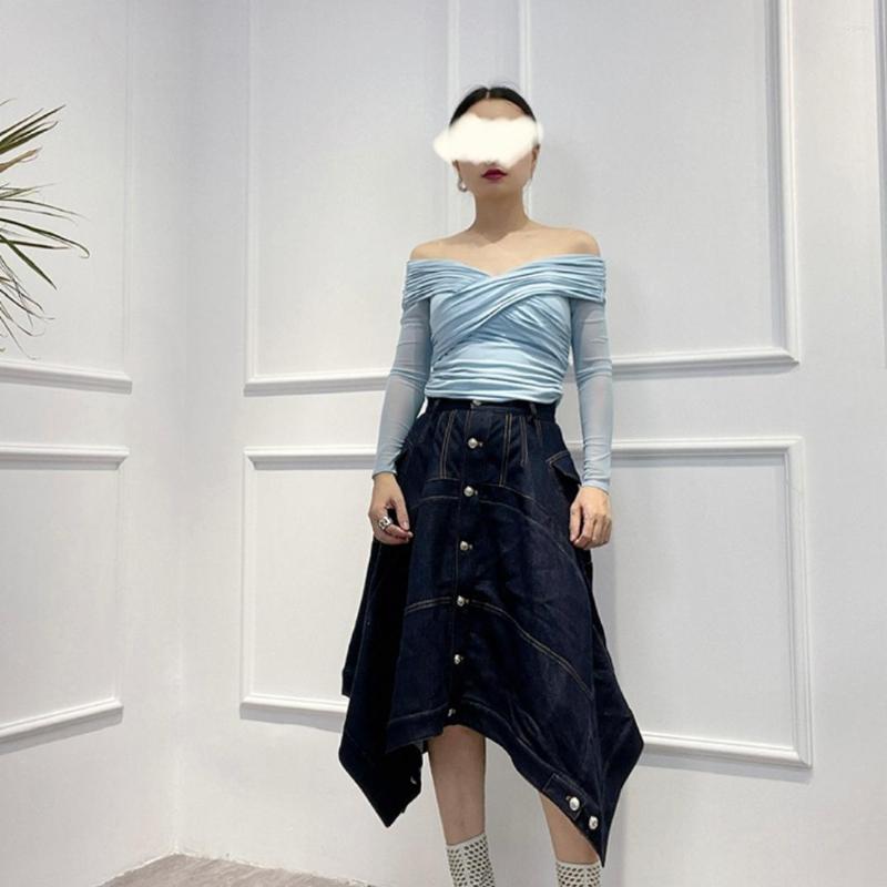 Women's Blouses 2023 Spring Summer Off The Shoulder Long-sleeve Cross Pleated Slim Fit Sexy All-matching Short Top, Sky blue
Women's Blouses 2023 Spring Summer Off The Shoulder Long-sleeve Cross Pleated Slim Fit Sexy All-matching Short Top, Sky blue