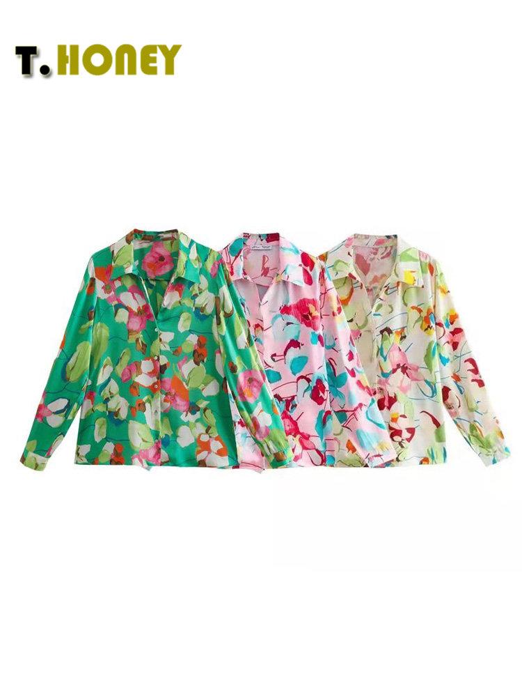Shirts TELLHONEY Women Vintage Contrast Color Print Single Breasted Blouse Female Casual Satin Long Sleeve Thin Shirts Ladies Chic Tops, Green
Shirts TELLHONEY Women Vintage Contrast Color Print Single Breasted Blouse Female Casual Satin Long Sleeve Thin Shirts Ladies Chic Tops, Green