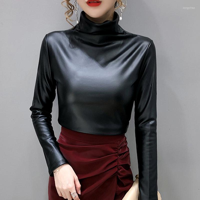 Women' T Shirts Shintimes Turtleneck Soft PU Leather Shirt Women Long Sleeve Tees 2023 Winter Warm T-Shirts Womens Clothing Camisetas De, Black
Women' T Shirts Shintimes Turtleneck Soft PU Leather Shirt Women Long Sleeve Tees 2023 Winter Warm T-Shirts Womens Clothing Camisetas De, Black