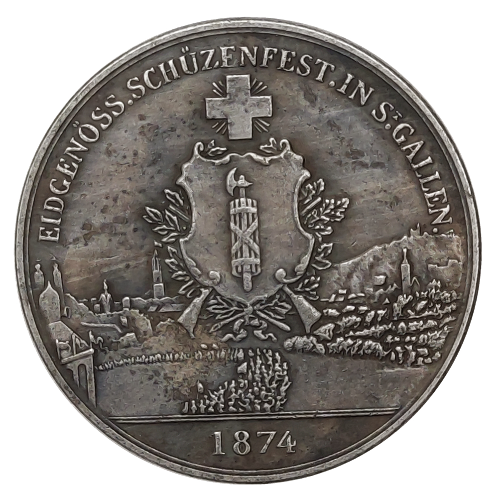 Switzerland 5 Franken Shooting Festival 1874 Silver plated Copy Coins 
Switzerland 5 Franken Shooting Festival 1874 Silver plated Copy Coins