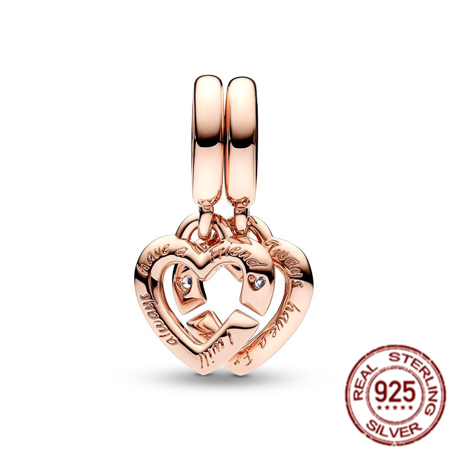 Elegant 925 Sterling Silver Rose Sister Charm With Tested Pearls - Ideal For DIY Ladies' Bracelet Gifts