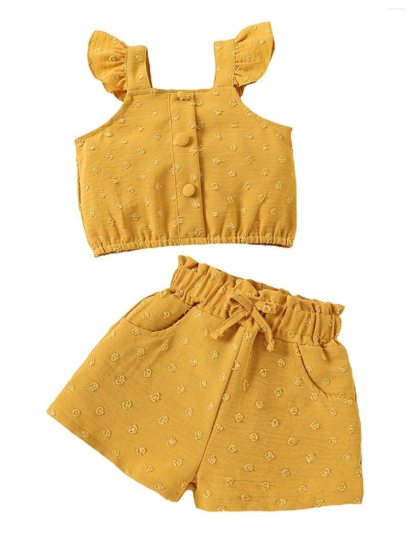 Clothing Sets Born Baby Girls Summer Outfit Ruffle Sleeveless Button Vest Top Drawstring Shorts 2pcs Clothes, Yellow
Clothing Sets Born Baby Girls Summer Outfit Ruffle Sleeveless Button Vest Top Drawstring Shorts 2pcs Clothes, Yellow