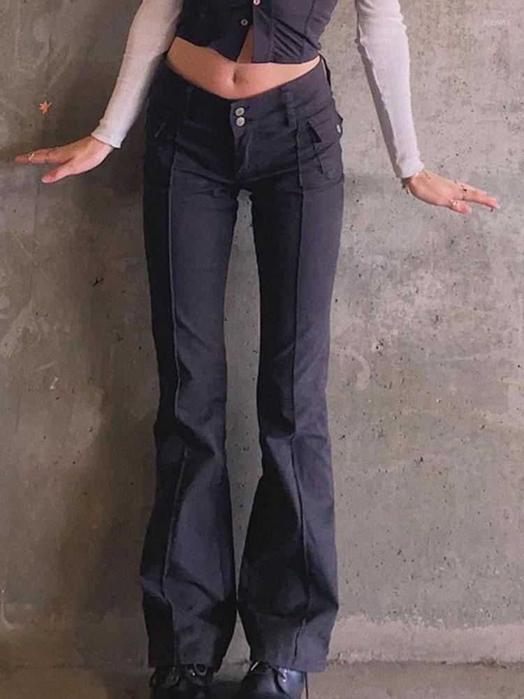 Women' Pants Slim Low Waist Flare E-girl Vintage Pockets Solid Y2K Autumn 90s Fashion Black Trousers
Women' Pants Slim Low Waist Flare E-girl Vintage Pockets Solid Y2K Autumn 90s Fashion Black Trousers