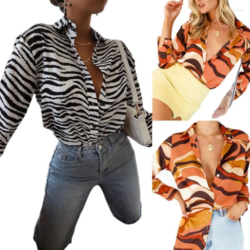 Women' Blouses & Shirts Women Button Down Lapel Fashion Abstract/Zebra Print Long Sleeve Loose TopsWomen, Orange 
Women' Blouses & Shirts Women Button Down Lapel Fashion Abstract/Zebra Print Long Sleeve Loose TopsWomen, Orange