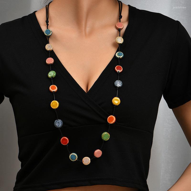 Chains Candycat Colorful Ceramic Flat Beads Long Necklace For Women Personality Rope Knot Fashion Wholesale Bohemia Summer Jewelry
Chains Candycat Colorful Ceramic Flat Beads Long Necklace For Women Personality Rope Knot Fashion Wholesale Bohemia Summer Jewelry