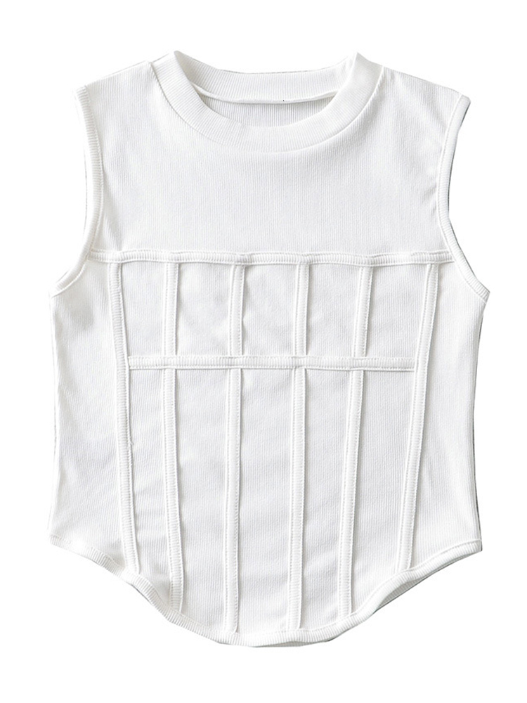 Women's Tanks Camis Women Green Brief Irregular Hem Tank Tops O-collar Sleeveless Personality Fashion Spring Summer 1DE7812 230509