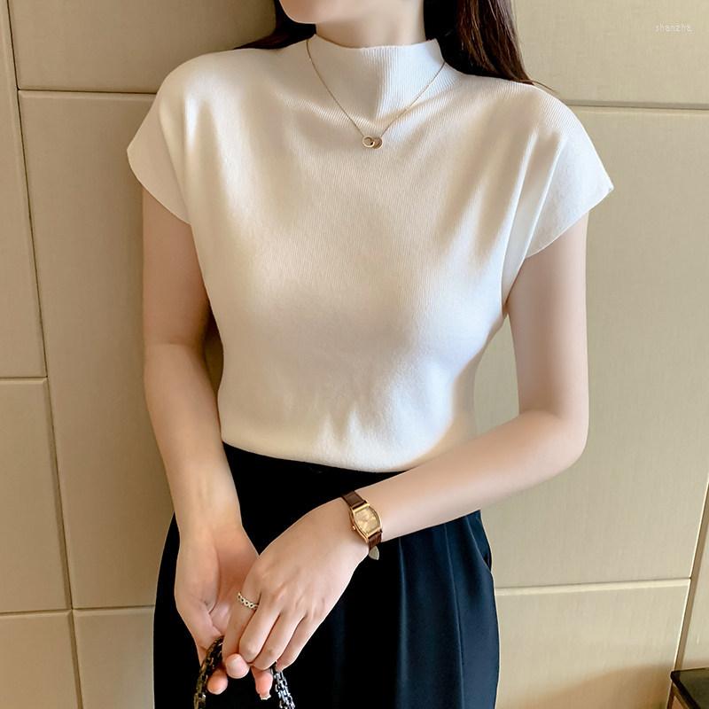 Women's T Shirts Fashion KniShort-sleeved T-shirt Women 2023 Half Turtleneck Stretch Knitted Tshirt Solid Casual Spring Summer Female Tops, White
Women's T Shirts Fashion KniShort-sleeved T-shirt Women 2023 Half Turtleneck Stretch Knitted Tshirt Solid Casual Spring Summer Female Tops, White