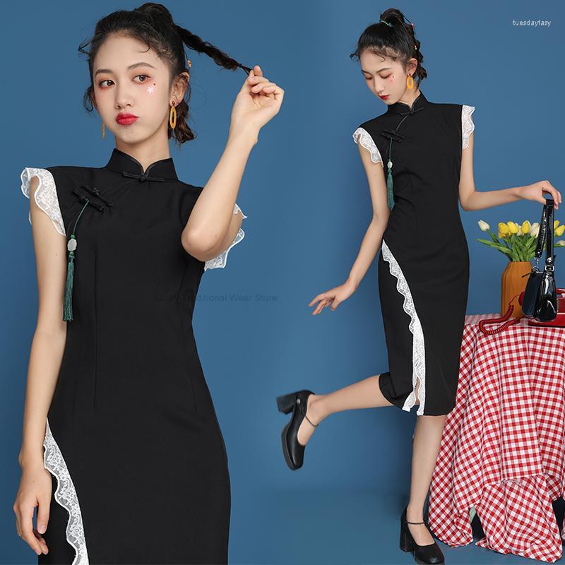 Ethnic Clothing Chinese Traditional Summer Daily Cheongsam Lace Black Sexy Elegant Young Lady Style Qipao Dress
Ethnic Clothing Chinese Traditional Summer Daily Cheongsam Lace Black Sexy Elegant Young Lady Style Qipao Dress