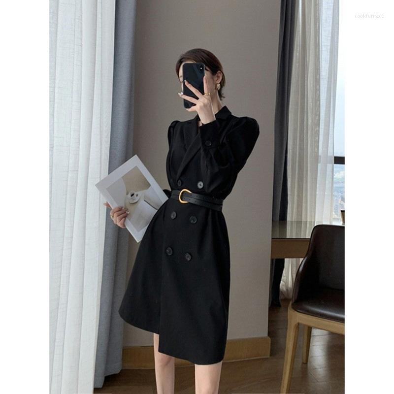 Casual Dresses Black Women' Blazer Dress Quality Long Sleeve Double Breasted Slim Sashes Office Lady Coats Outwear Spring Solid 2023
Casual Dresses Black Women' Blazer Dress Quality Long Sleeve Double Breasted Slim Sashes Office Lady Coats Outwear Spring Solid 2023