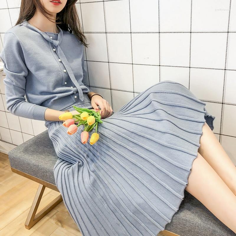 Work Dresses Autumn/Winter Women Knitted Sets Solid Sweater & Mid-calf A-line Skirt Ladies Bowknot Neck Tops Middle 2pcs Set, Blue
Work Dresses Autumn/Winter Women Knitted Sets Solid Sweater & Mid-calf A-line Skirt Ladies Bowknot Neck Tops Middle 2pcs Set, Blue