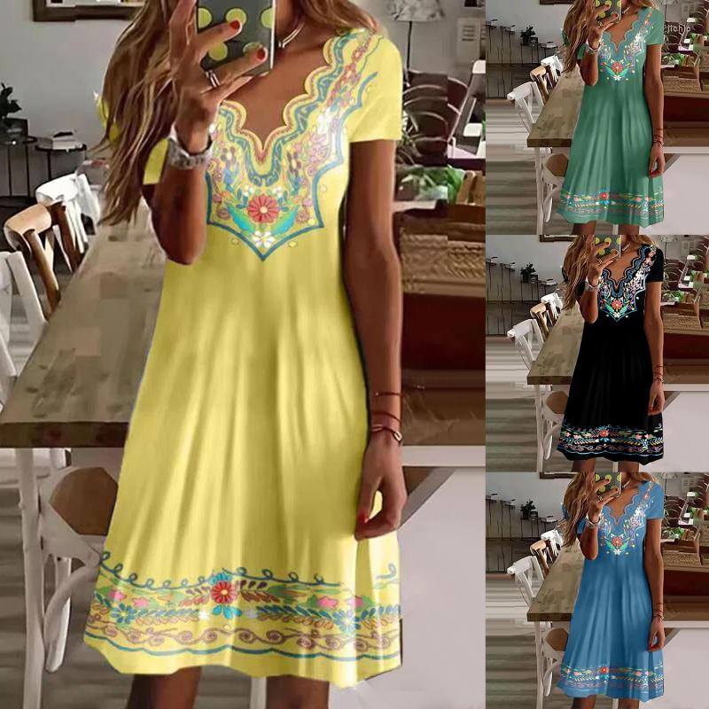Casual Dresses Ethnic Tribe Women's Wavy V-Neck Printed A Line Skirt 2023 Fashion Short-Sleeved Plus Size Dress, Yellow
Casual Dresses Ethnic Tribe Women's Wavy V-Neck Printed A Line Skirt 2023 Fashion Short-Sleeved Plus Size Dress, Yellow