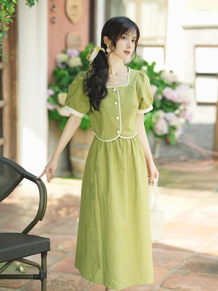 Work Dresses Fmall Fragrance Plaid Suit Female Summer Fashion Designer Retro Sweet Single Breasted Short Sleeve Shirt Midi Skirt 2 Piece, Photo color
Work Dresses Fmall Fragrance Plaid Suit Female Summer Fashion Designer Retro Sweet Single Breasted Short Sleeve Shirt Midi Skirt 2 Piece, Photo color