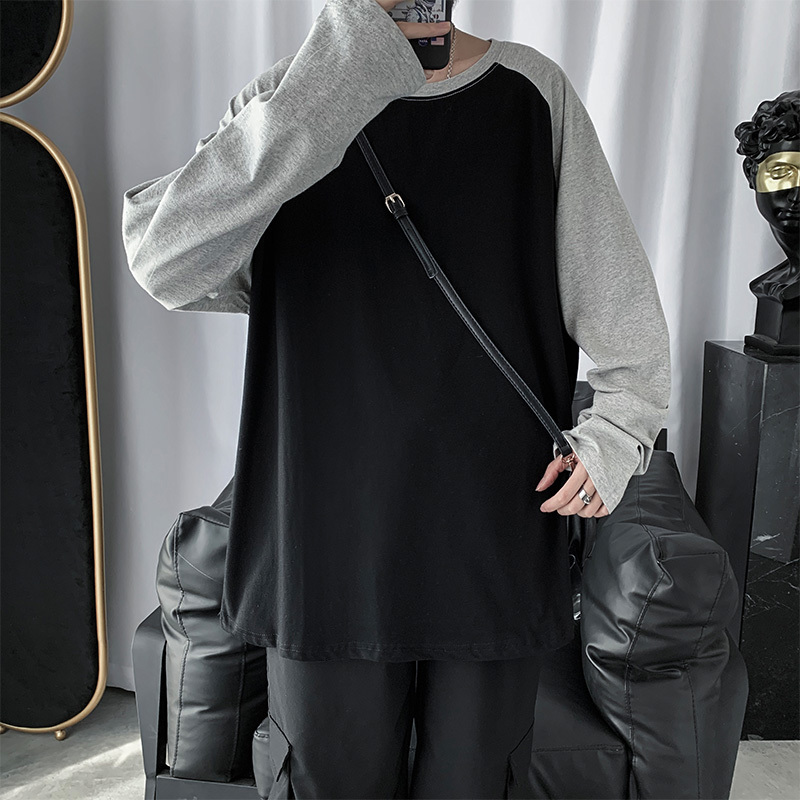 Men's T-Shirts Men Long Sleeve T-shirts Fashion Patchwork Harajuku Loose Outwear Tshirts Hip-hop Students All-match Basic Tops Couple 230509