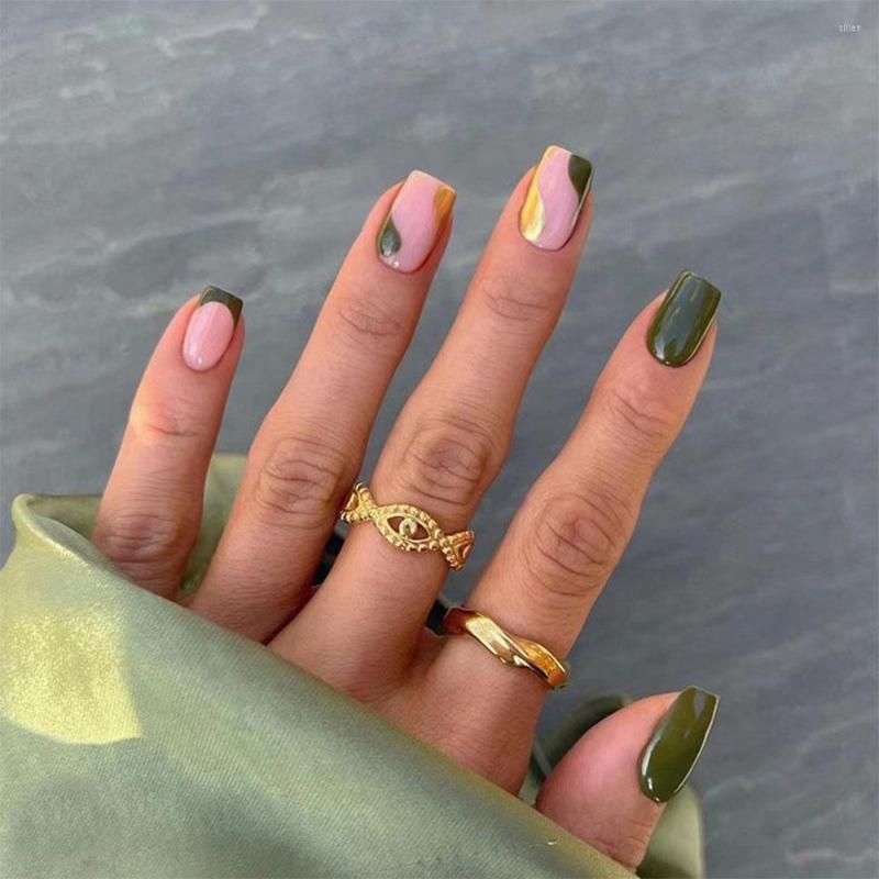 False Nails 24pcs Nail French Green Color Press On Wearable Full Cover Short Square Head Artificial Tips For Girls Manicure
False Nails 24pcs Nail French Green Color Press On Wearable Full Cover Short Square Head Artificial Tips For Girls Manicure